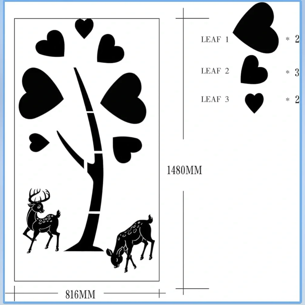 Deer in Love MDF Wood Wall Decor DIY Tree Deer Nursery Wall Art New